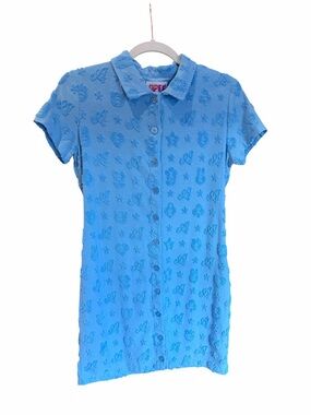 APEE A BATHING APE Terry Cloth Button Up Dress Blue M